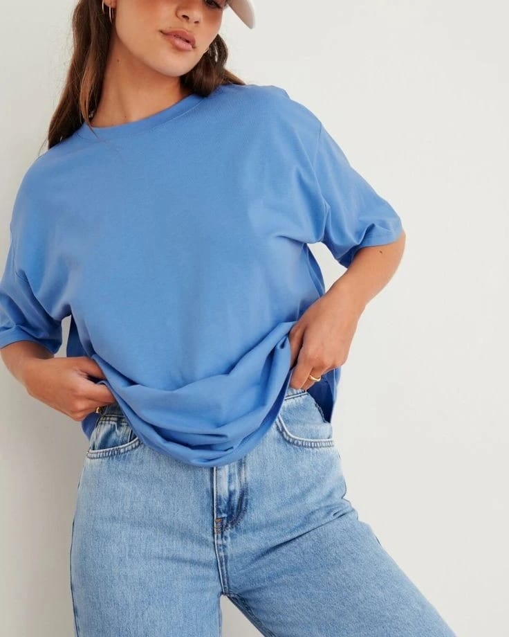 Drop Shoulder Plain Oversized Tee